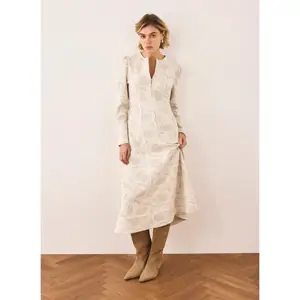 Mint Velvet Neutral Jacquard Zip Detail Midi Dress